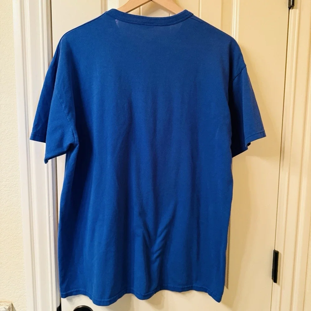 Vintage Russell Athletic Chicago Cubs T Shirt Large Blue NuBlend MLB 90s Double - Picture 8 of 10
